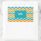 Peacock Vibrant Tribal Zigzag Rechteckiger Aufkleber (Tasche)