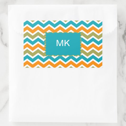 Peacock Vibrant Tribal Zigzag Rechteckiger Aufkleber (Tasche)