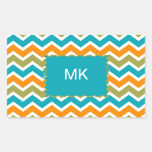 Peacock Vibrant Tribal Zigzag Rechteckiger Aufkleber