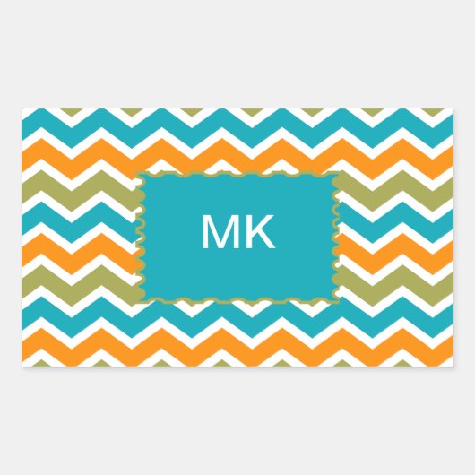Peacock Vibrant Tribal Zigzag Rechteckiger Aufkleber (Vorderseite)