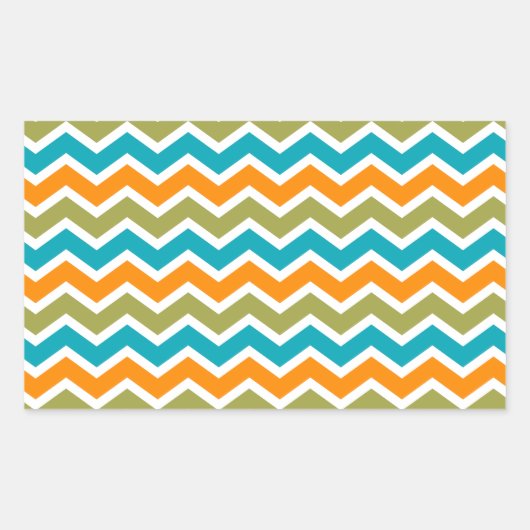 Peacock Vibrant Tribal Zigzag Rechteckiger Aufkleber (Vorderseite)