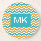 Peacock Vibrant Tribal Zigzag Sandstein Untersetzer (Vorne)