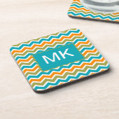 Peacock Vibrant Tribal Zigzag Untersetzer (Linke Seite)