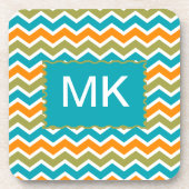 Peacock Vibrant Tribal Zigzag Untersetzer (Vorderseite)