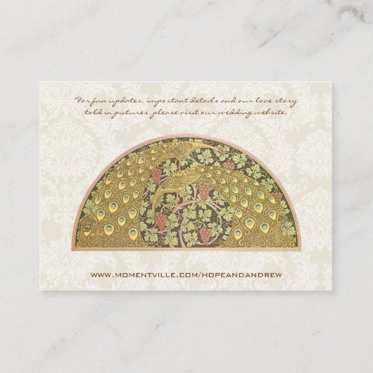 Peacock Vineyard Damaskus Tischdecken Platzkarten (Rückseite)