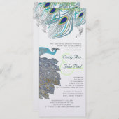 Peacock Vintag 3 Feathers Einladung (Vorne/Hinten)