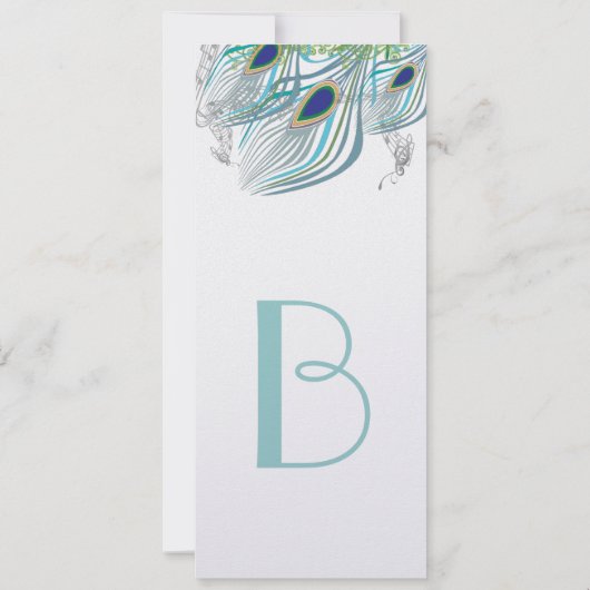 Peacock Vintag 3 Feathers Einladung (Rückseite)