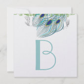 Peacock Vintag 3 Feathers Einladung (Rückseite)