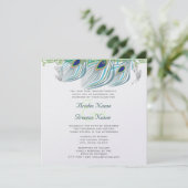 Peacock Vintag 3 Feathers Einladung (Stehend Vorderseite)