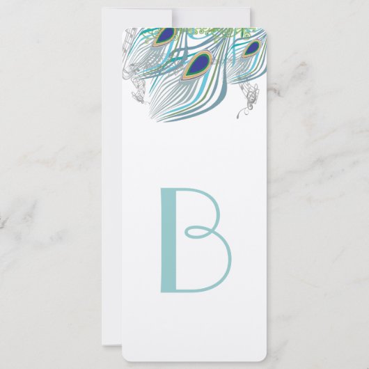 Peacock Vintag 3 Feathers Einladung (Rückseite)