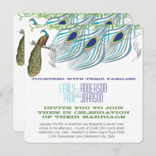 Peacock Vintag 3 Federn mit Peacock Einladung