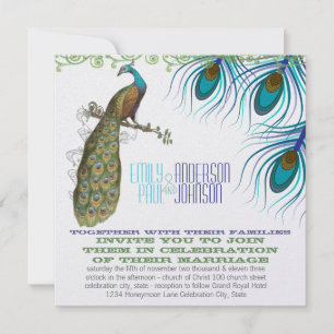 Peacock Vintag 3 Federn mit Peacock Einladung