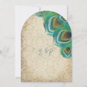 Peacock Vintag 4 Feathers with Peacock Einladung (Rückseite)