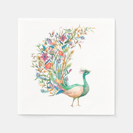 Peacock Vintag Illustration Napkins Serviette (Vorderseite)