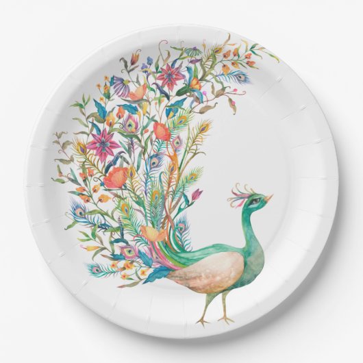 Peacock Vintag Illustrations-Teller Pappteller (Vorderseite)