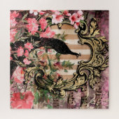 Peacock Vintag rosa, florale Nocken Puzzle (Horizontal)