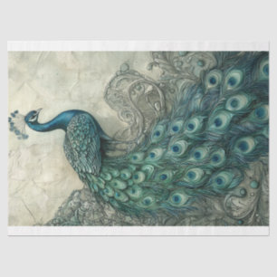 Peacock Vintage Chinoiserie Entdeckungsmalerei Seidenpapier