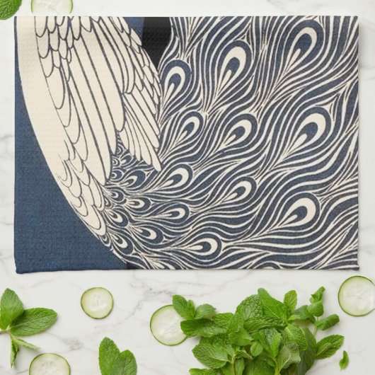 Peacock Vintages blaues Meer Geschirrtuch (Gefaltet)