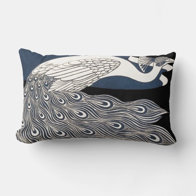 Peacock Vintages blaues Meer Lendenkissen (Vorderseite)