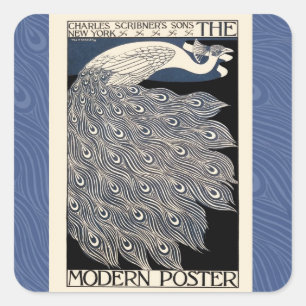 Peacock Vintages blaues Meer Quadratischer Aufkleber