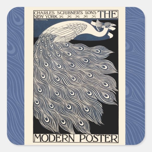 Peacock Vintages blaues Meer Quadratischer Aufkleber (Vorderseite)