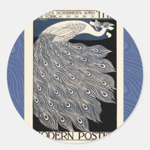 Peacock Vintages blaues Meer Runder Aufkleber