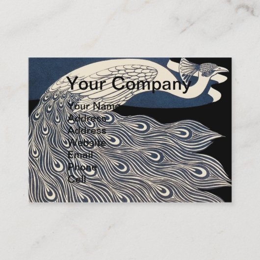 Peacock Vintages blaues Meer Visitenkarte (Vorderseite)
