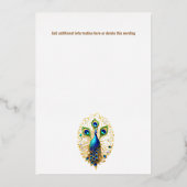 Peacock Vogel Luxus Gold Blau Grün real Folieneinladung (Rückseite)