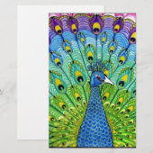 Peacock-Vogelanimation Briefpapier (Vorne/Hinten)