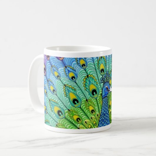 Peacock-Vogelanimation Kaffeetasse (Vorderseite Links)