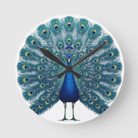 Peacock Wall Clock – Elegant Decorative Timepiece Runde Wanduhr (Vorderseite)