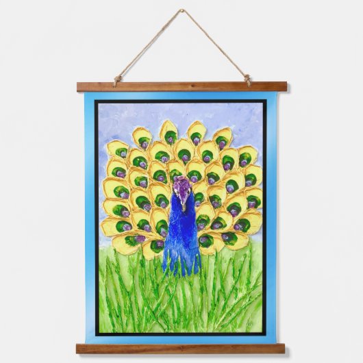 Peacock Wandteppich Mit Holzrahmen (Vorderseite)