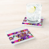 Peacock  warm     glasuntersetzer (Schrägansicht)