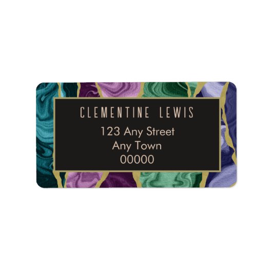 Peacock Watercolor Agate Address Label Adressaufkleber (Vorne)