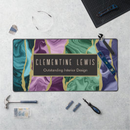 Peacock Watercolor Agate individuell anpassbar Schreibtischunterlage