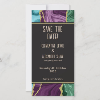 Peacock Watercolor Agate V1 (20,3 x 10,2 cm) Save The Date