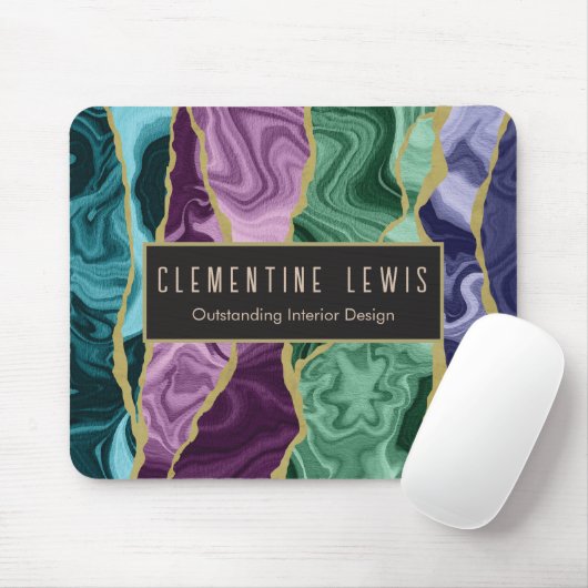 Peacock Watercolor Agate V1 Anpassbar Mousepad (Mit Mouse)