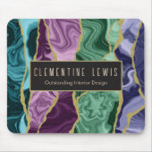 Peacock Watercolor Agate V1 Anpassbar Mousepad (Vorne)