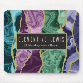 Peacock Watercolor Agate V1 Anpassbar Mousepad