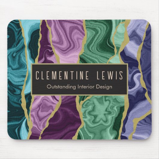 Peacock Watercolor Agate V1 Anpassbar Mousepad (Vorne)