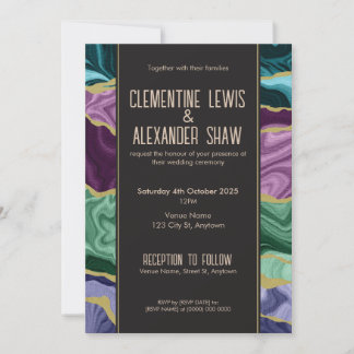 Peacock Watercolor Agate (v1) Einladung