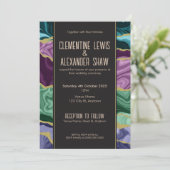 Peacock Watercolor Agate (v1) Einladung (Stehend Vorderseite)