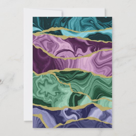 Peacock Watercolor Agate (v1) Einladung (Rückseite)