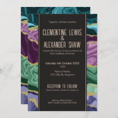 Peacock Watercolor Agate (v1) Einladung (Vorne/Hinten)