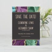 Peacock Watercolor Agate (v1) Save The Date (Stehend Vorderseite)