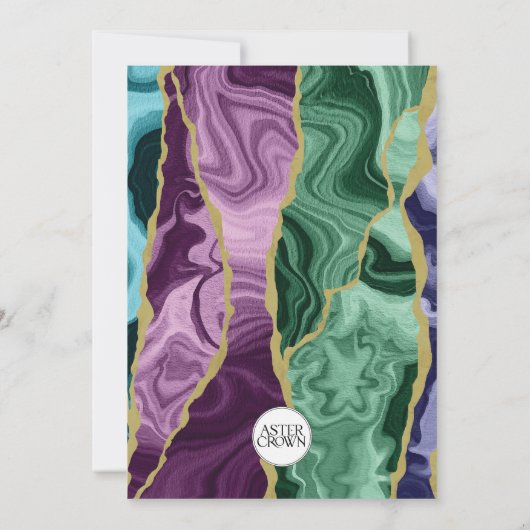 Peacock Watercolor Agate (v1) Save The Date (Rückseite)