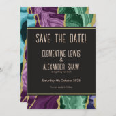 Peacock Watercolor Agate (v1) Save The Date (Vorne/Hinten)