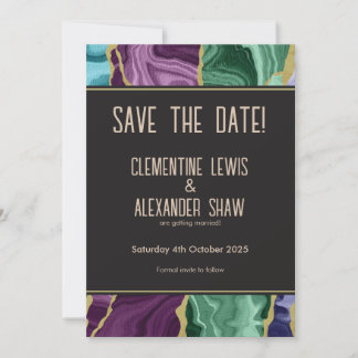 Peacock Watercolor Agate (v1) Save The Date