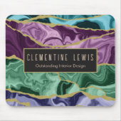 Peacock Watercolor Agate V2 Anpassbar Mousepad (Vorne)