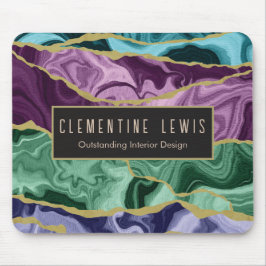 Peacock Watercolor Agate V2 Anpassbar Mousepad